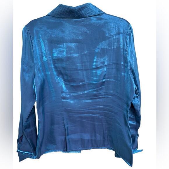 Vtg 90s Iridesent Square Neck Fairy Regency Pleated Disco Top Womens Size L Boho - Picture 4 of 6